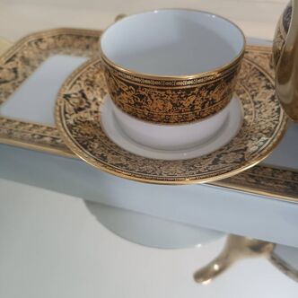 Haviland complete tea set grand siècle matignon collection 24 carat gold.