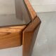 Vintage coffee table in elm and smoked glass, Maison Regain 1970