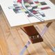 Ceramic coffee table, chrome and teak legs, Space Age, signed, 1970.