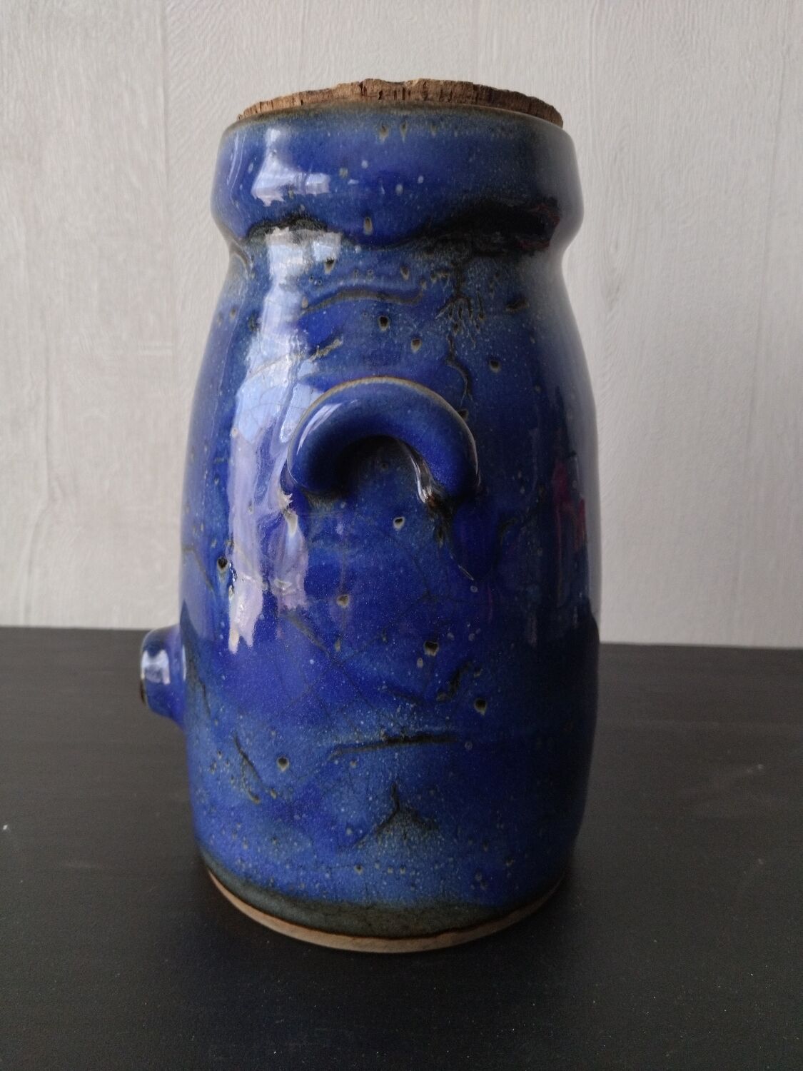 Vinaigrier in blue ceramic signed Couffil