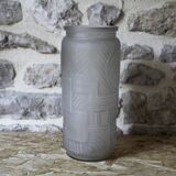 Molded pressed glass vase with geometric decoration Verrerie Legras
