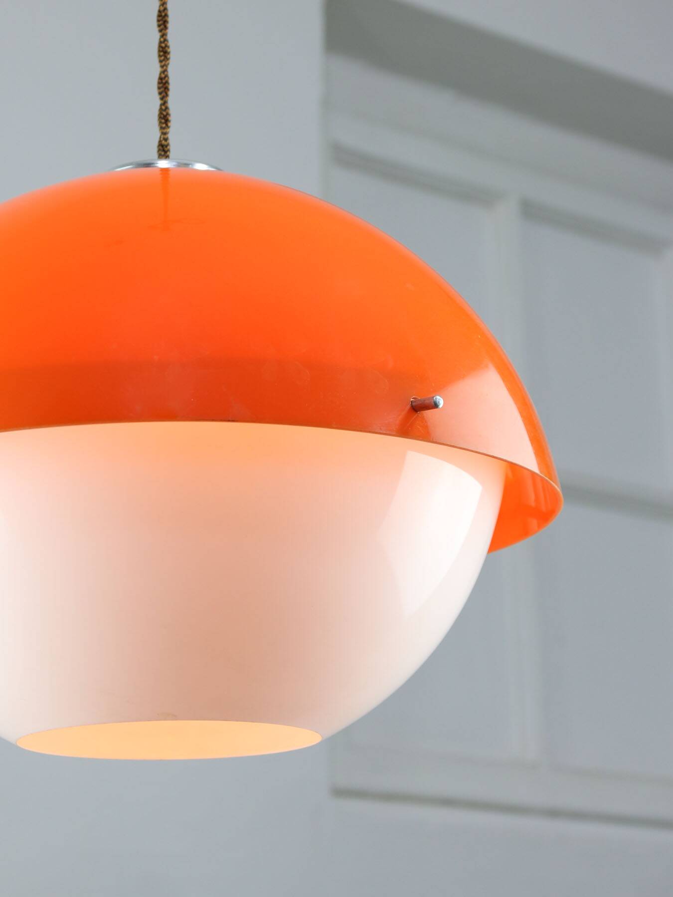 Space Age Italian Orange Plexiglass Pendant Lamp, 1970s