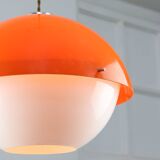 Space Age Italian Orange Plexiglass Pendant Lamp, 1970s