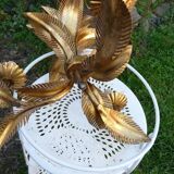 Hans Kogl palm tree chandelier in gilded metal, 3-light palm tree