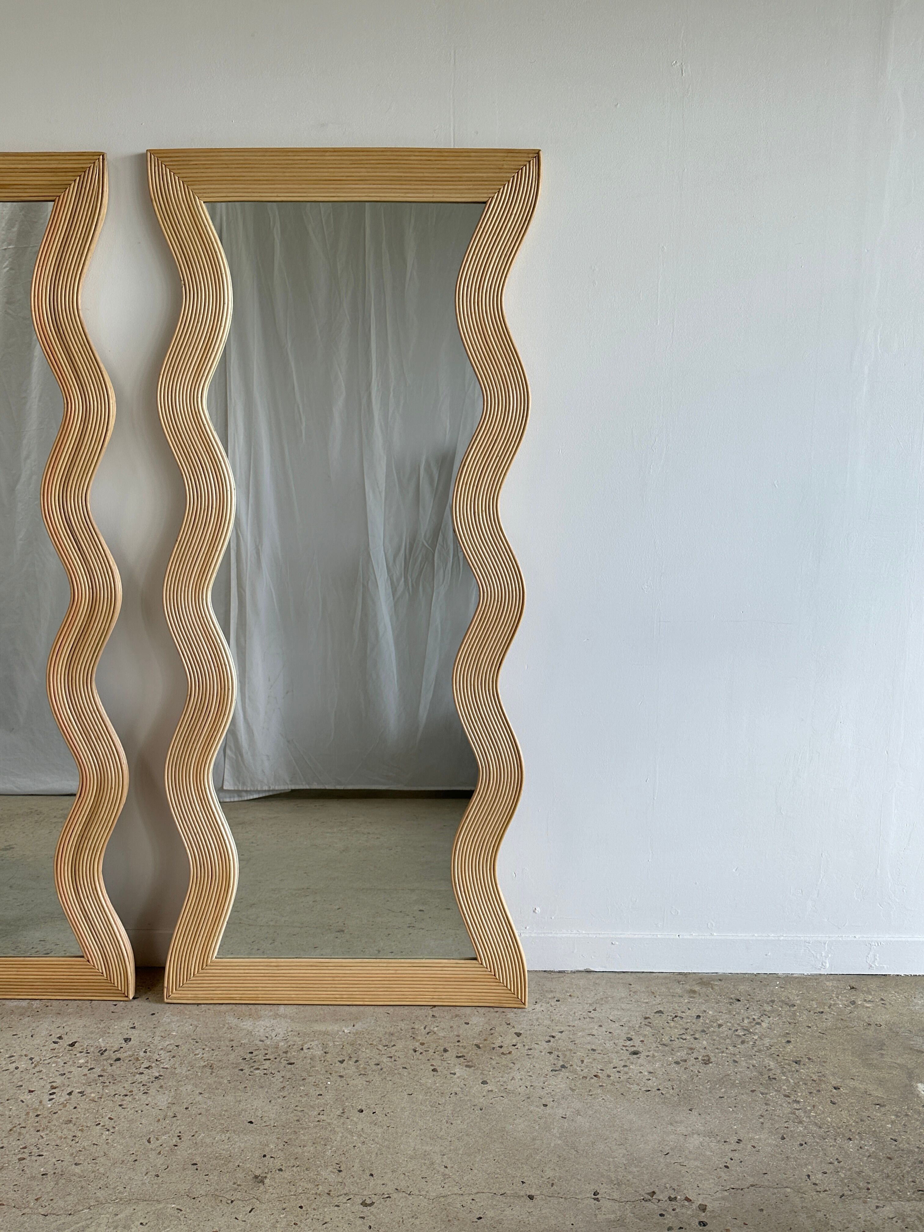 Zigzag rattan foot mirror H:182cm