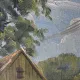 Vintage Farmhouse Landscape Oil Painting