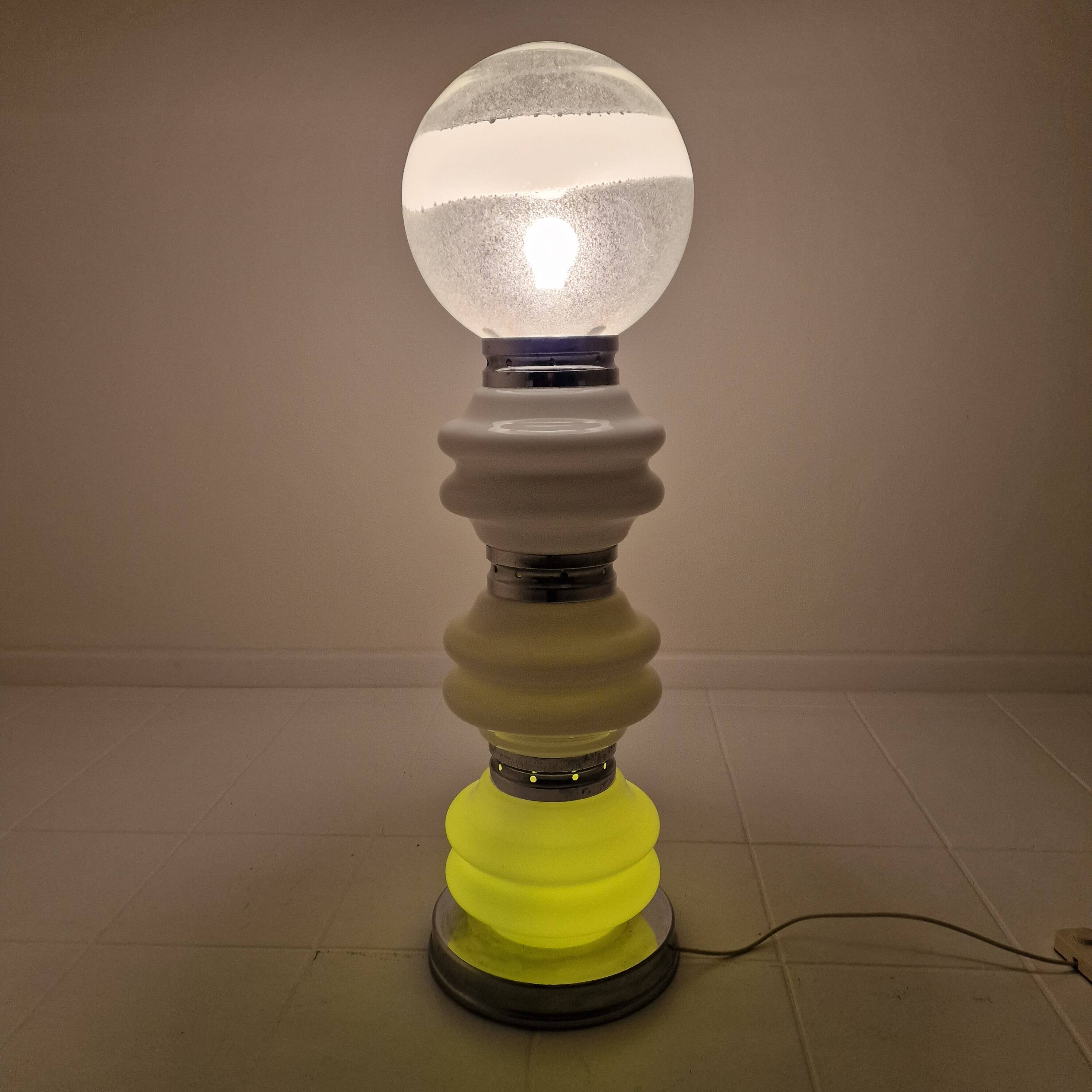 Italian Murano Floor Lamp  in 3 Colors Light, 1970s