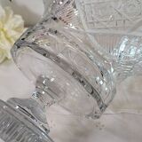 Large bohemian crystal footed bowl, flared pedestal vase