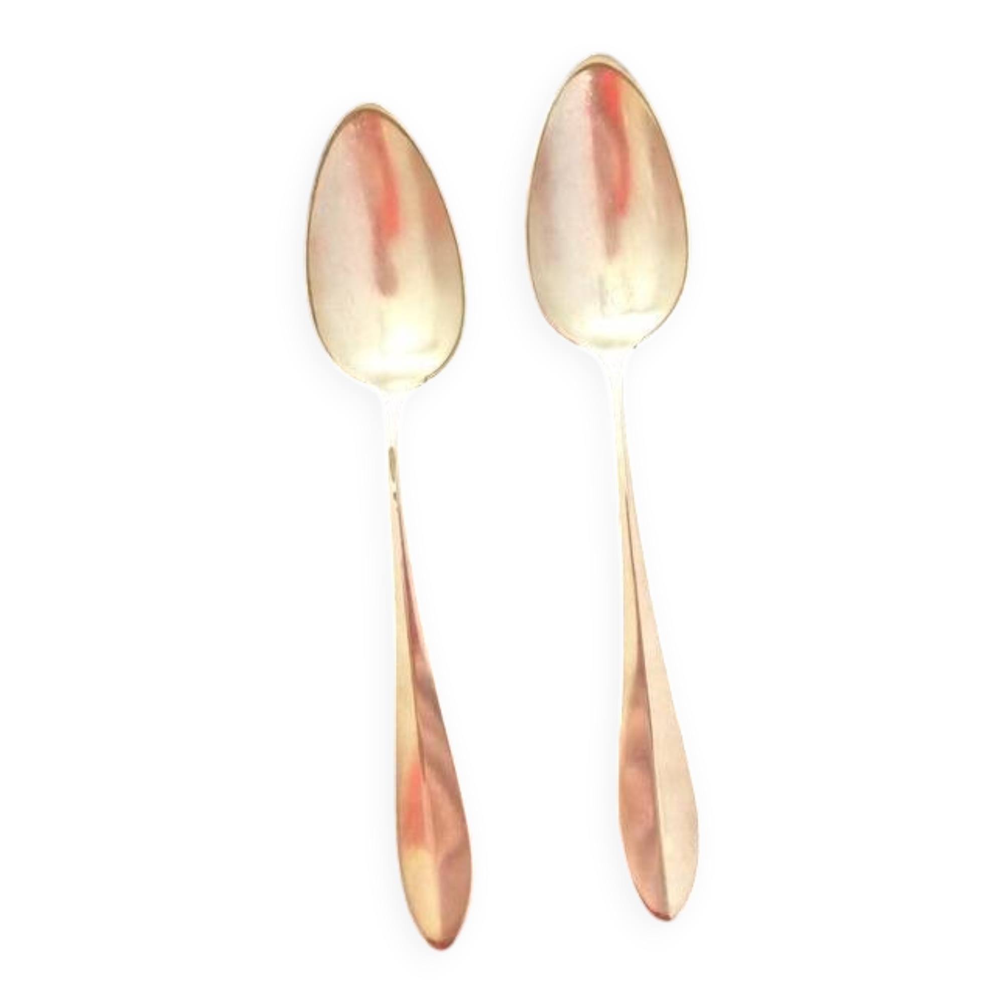 2 large silver-plated metal spoons (19th century)
