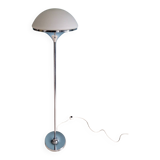 Lampadaire Moderniste en métal chromé et verre satiné blanc
