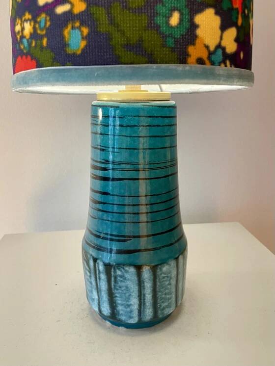 Wireless table lamp made of 1960s West German pottery ceramic.