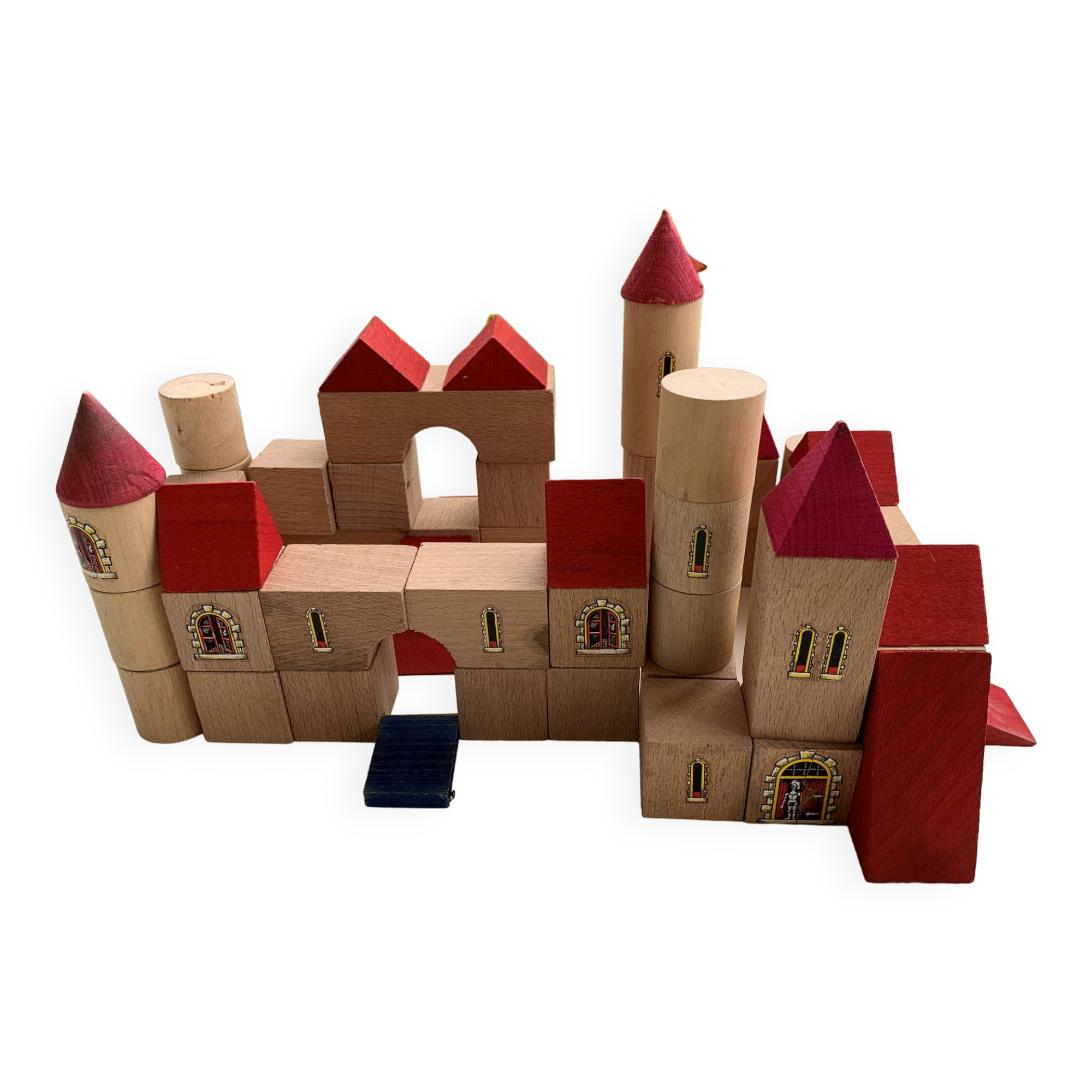 Fortified castle made of wooden cubes