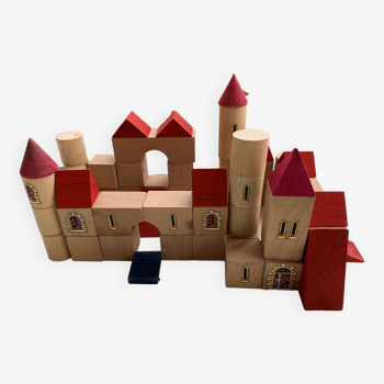 Fortified castle made of wooden cubes