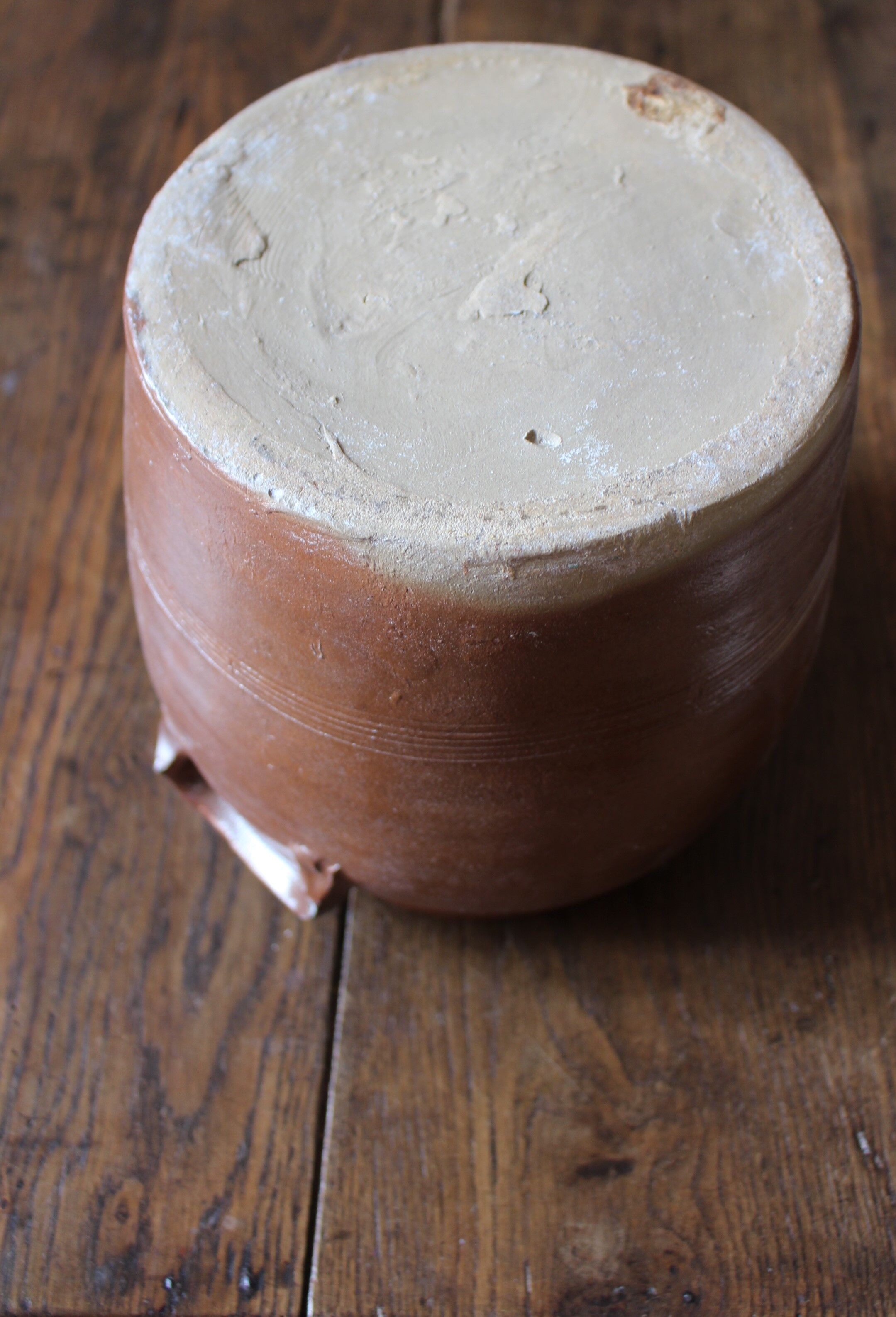 Brown terracotta pot two handles glazed interior
