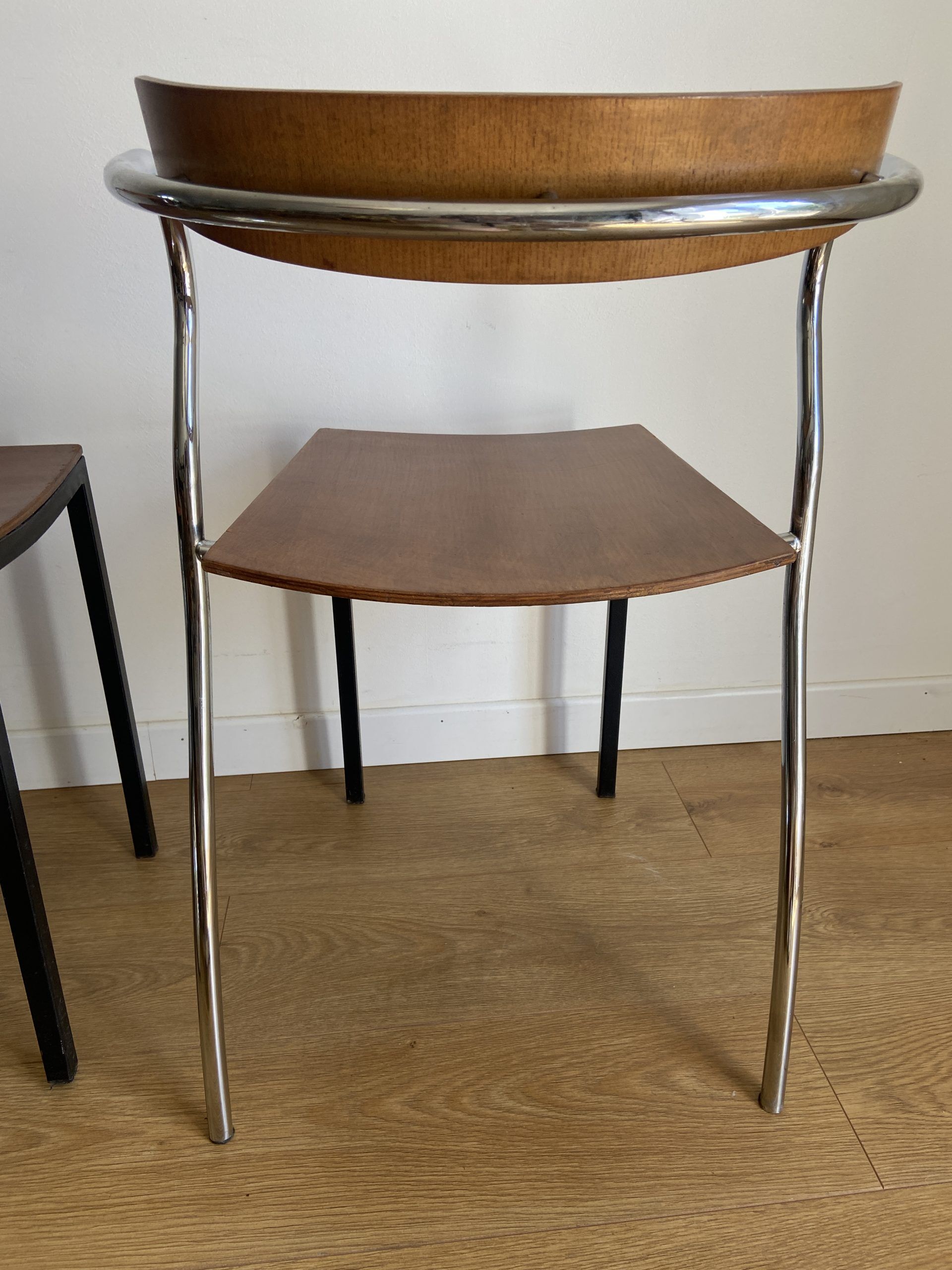 Pair of chairs design in wood and metal model "rio" by Pascal Mourgue