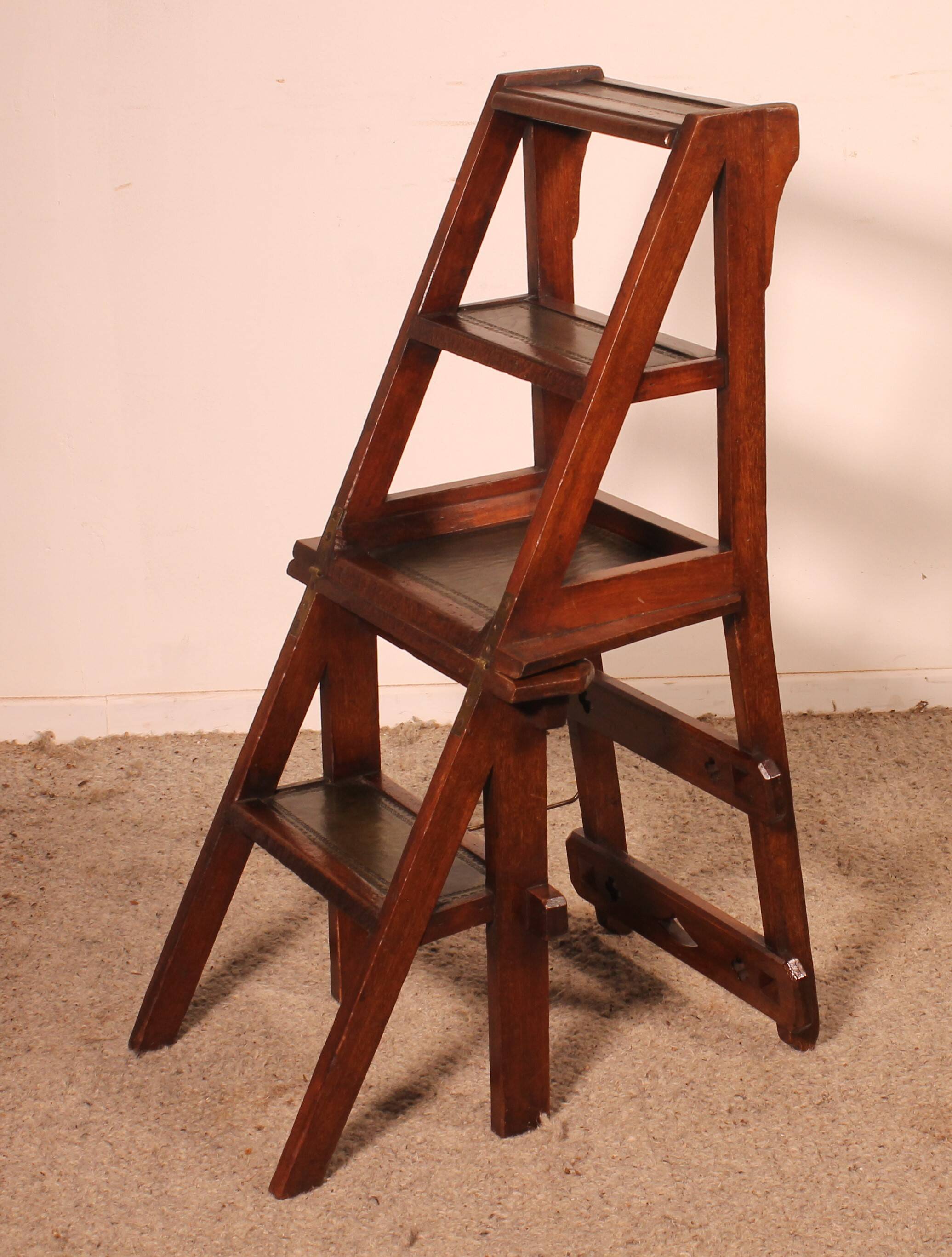 Transformable Library Step Stool into Chair - 19th Century