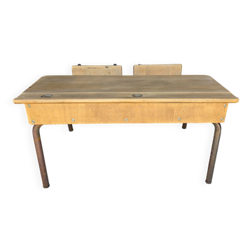 Vintage 2-seater school desk for children