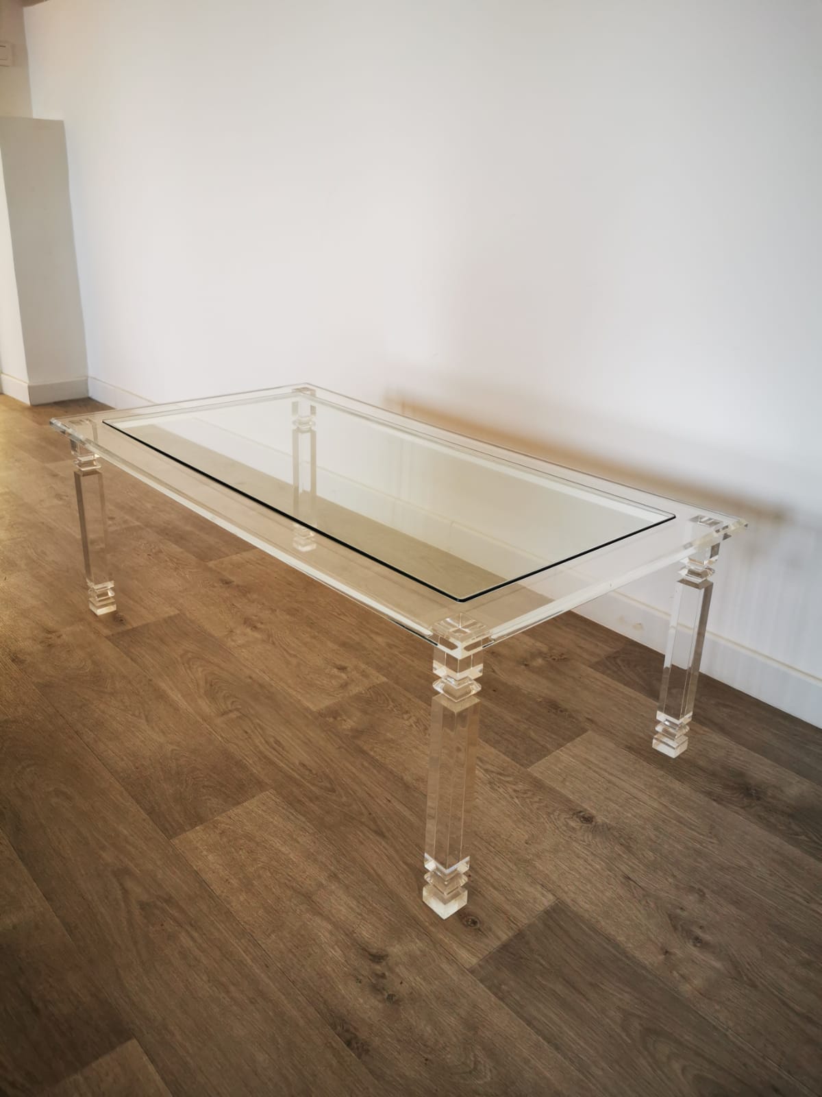 Plexiglas and glass coffee table