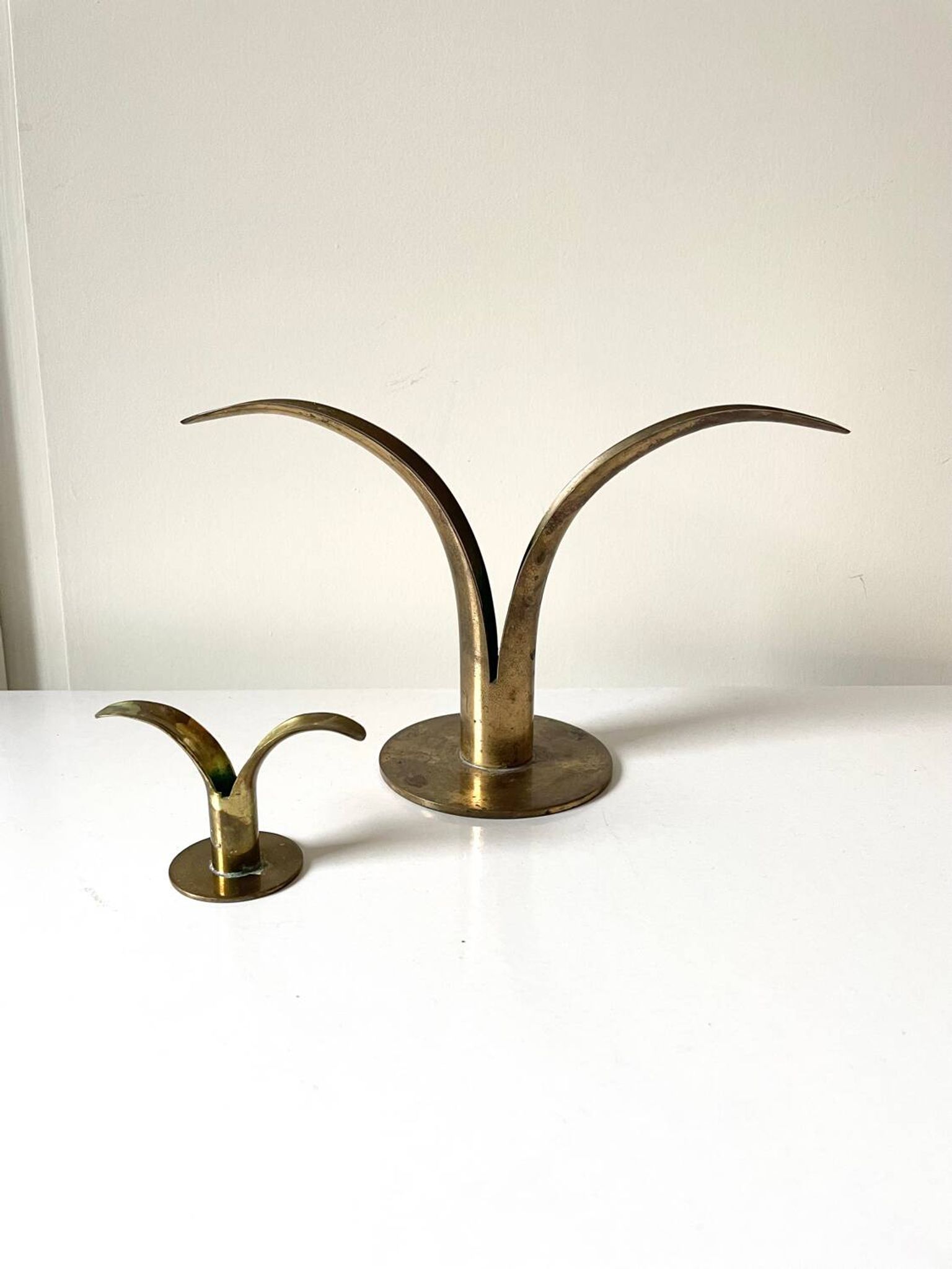 Lot of 2 Lily Design Ivar Alenius Björk Ystad metal candleholders