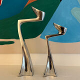 Set of 2 Swann candle holders by Matthew Hilton