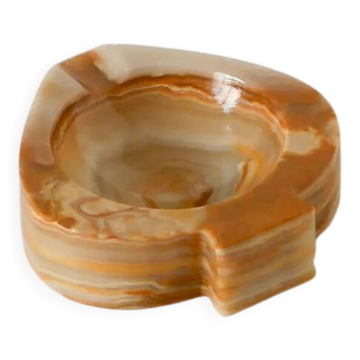 Vide-poche en albâtre, forme pique, beige et marron, 1970