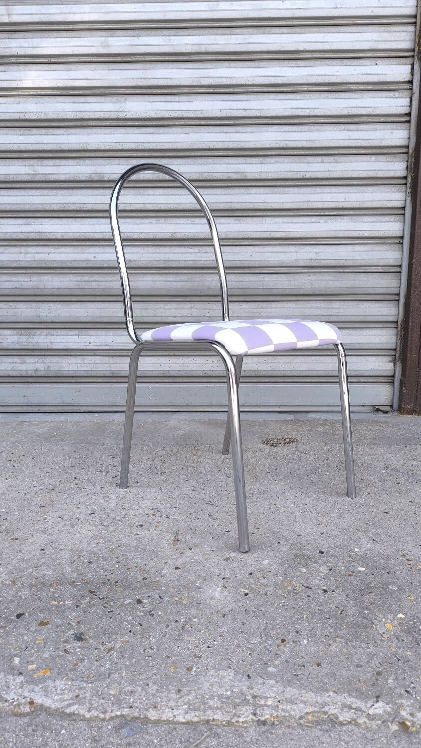 70s chrome metal tubular chair