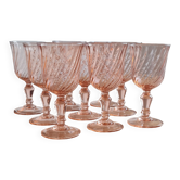 Service of nine arcopal rosaline glasses