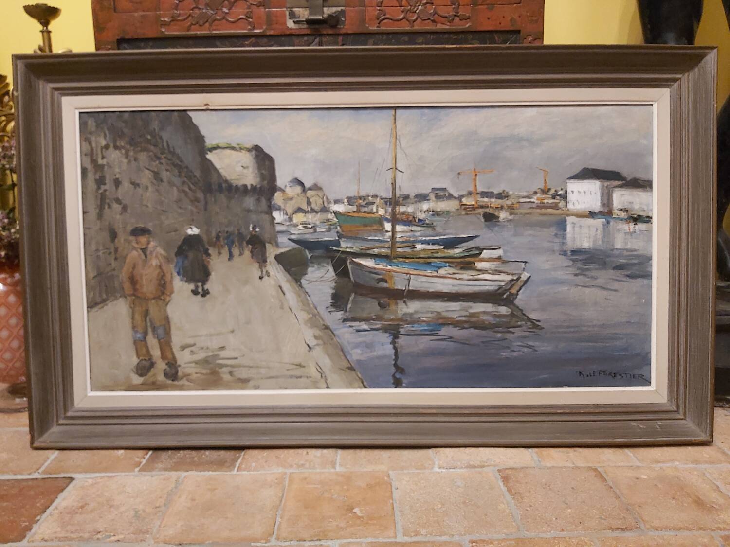 Tableau breton"port de concarneau " r.leforestier