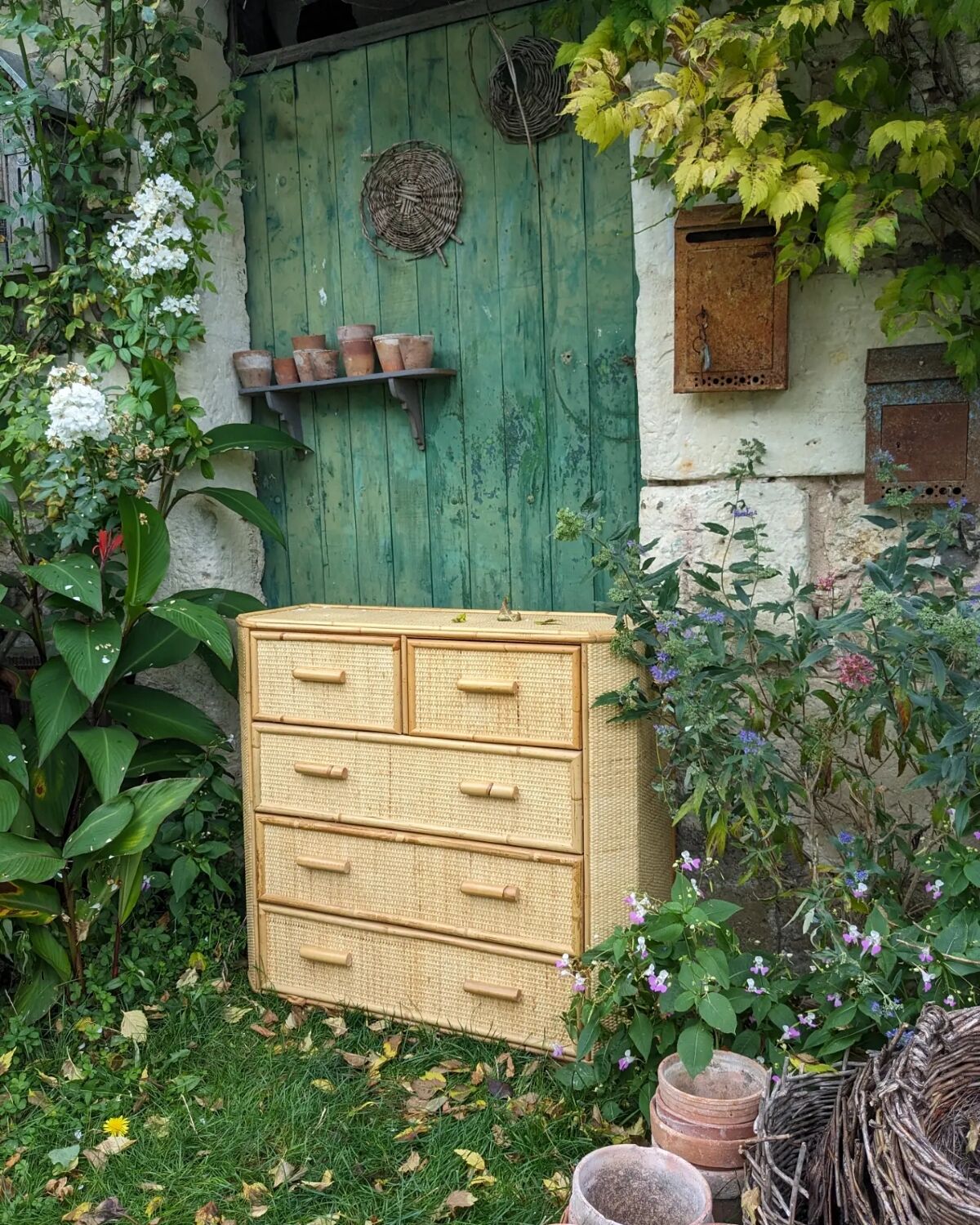 Rattan chest of drawers