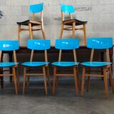 Set of 6 blue chairs TON (Thonet)