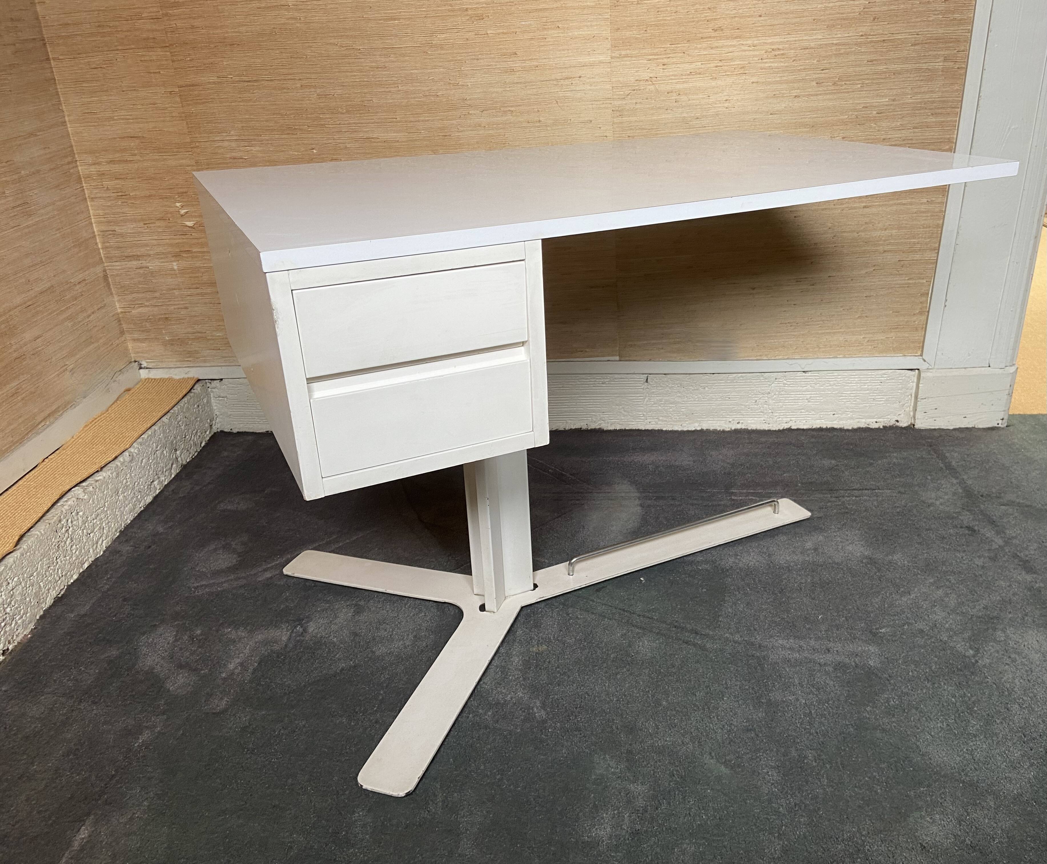 White melamine desk published by Roche&Bobois around 1970.