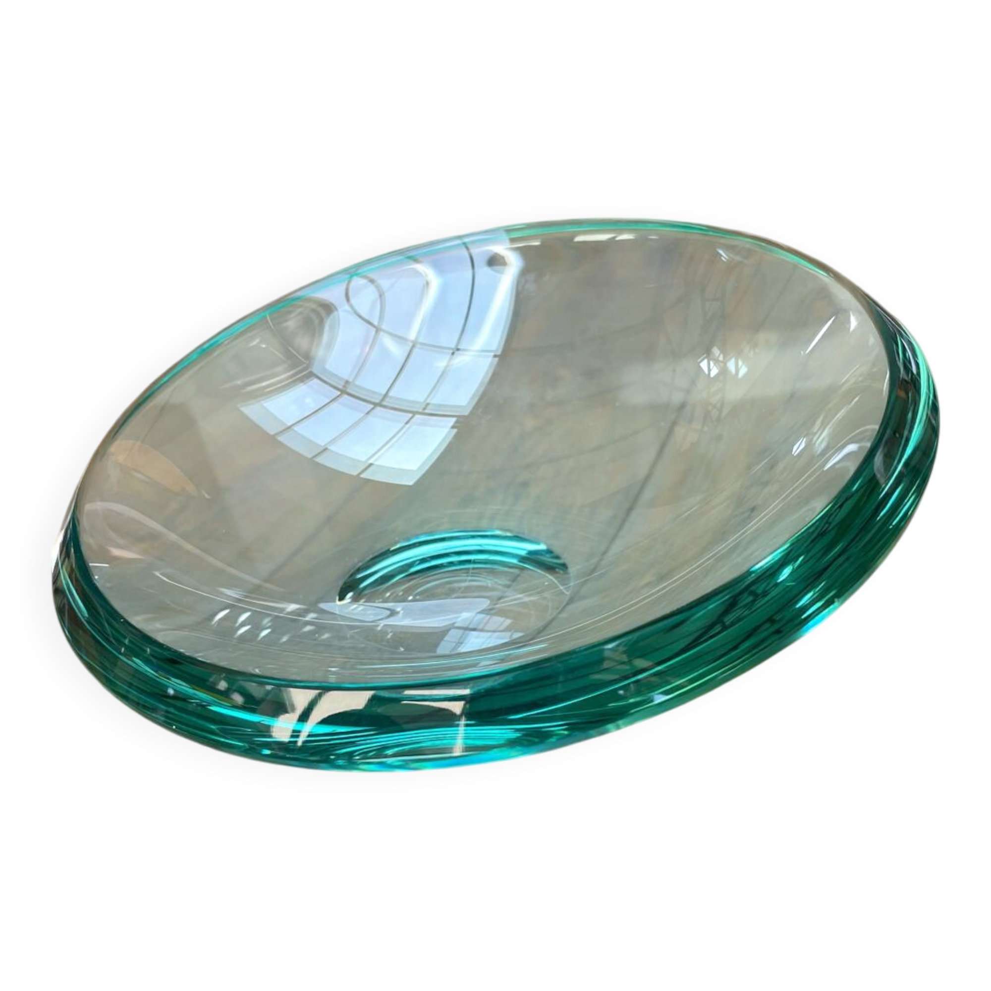 Asymmetrical glass catchall by Max Ingrand for Fontana Arte vintage 1