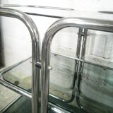 Chrome rolling table and smoked glass