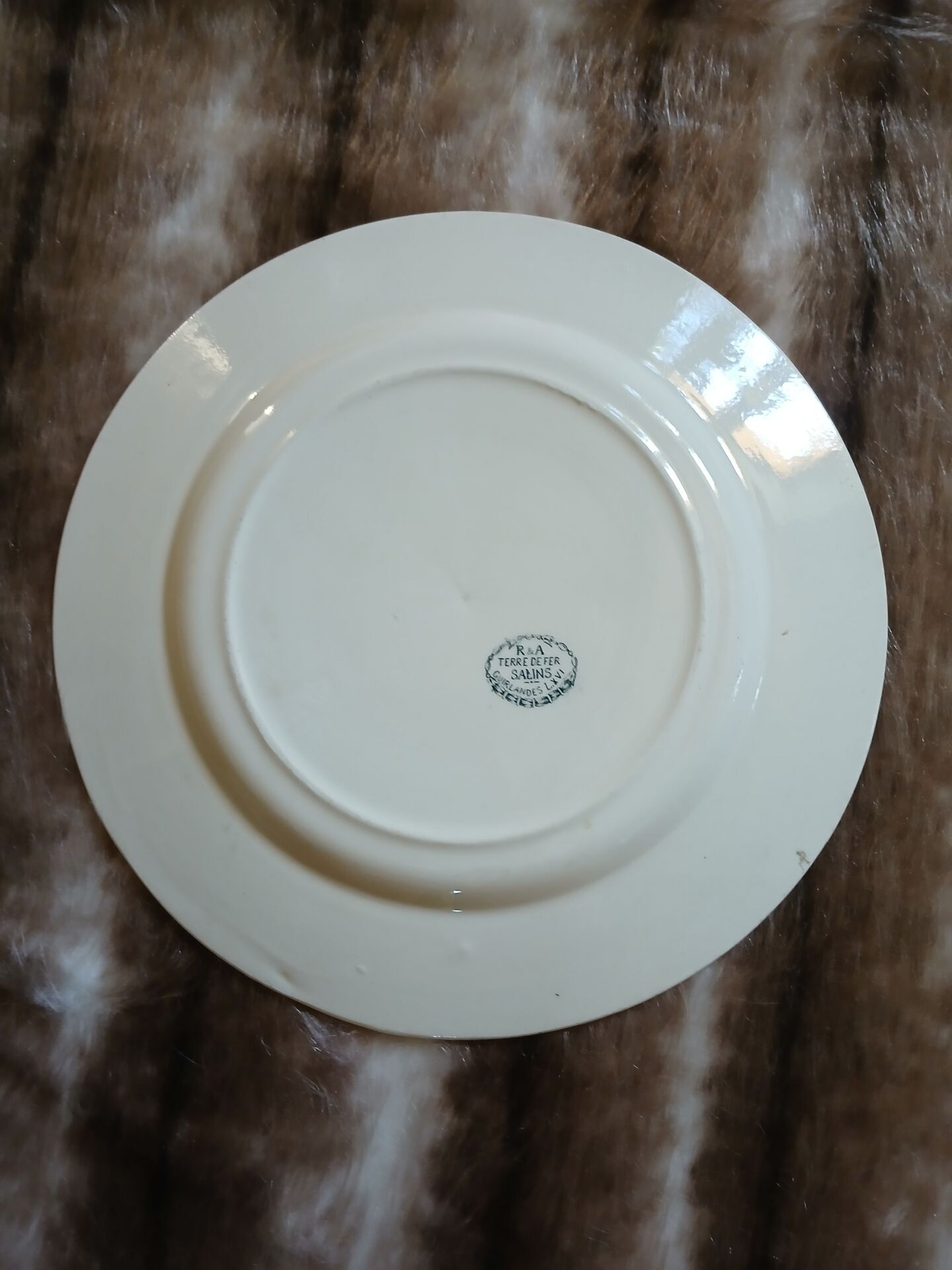 13 mismatched flat plates in ironstone
