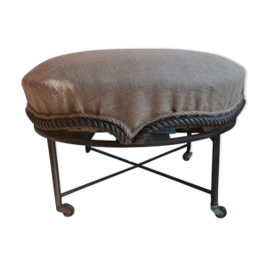 Pouf ancien en bois sculpte ou