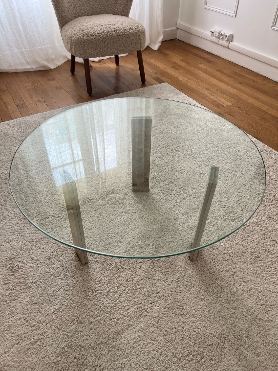 Travertine coffee table and glass