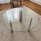 Travertine coffee table and glass