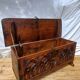 Old Gothic chest 17th century solid oak