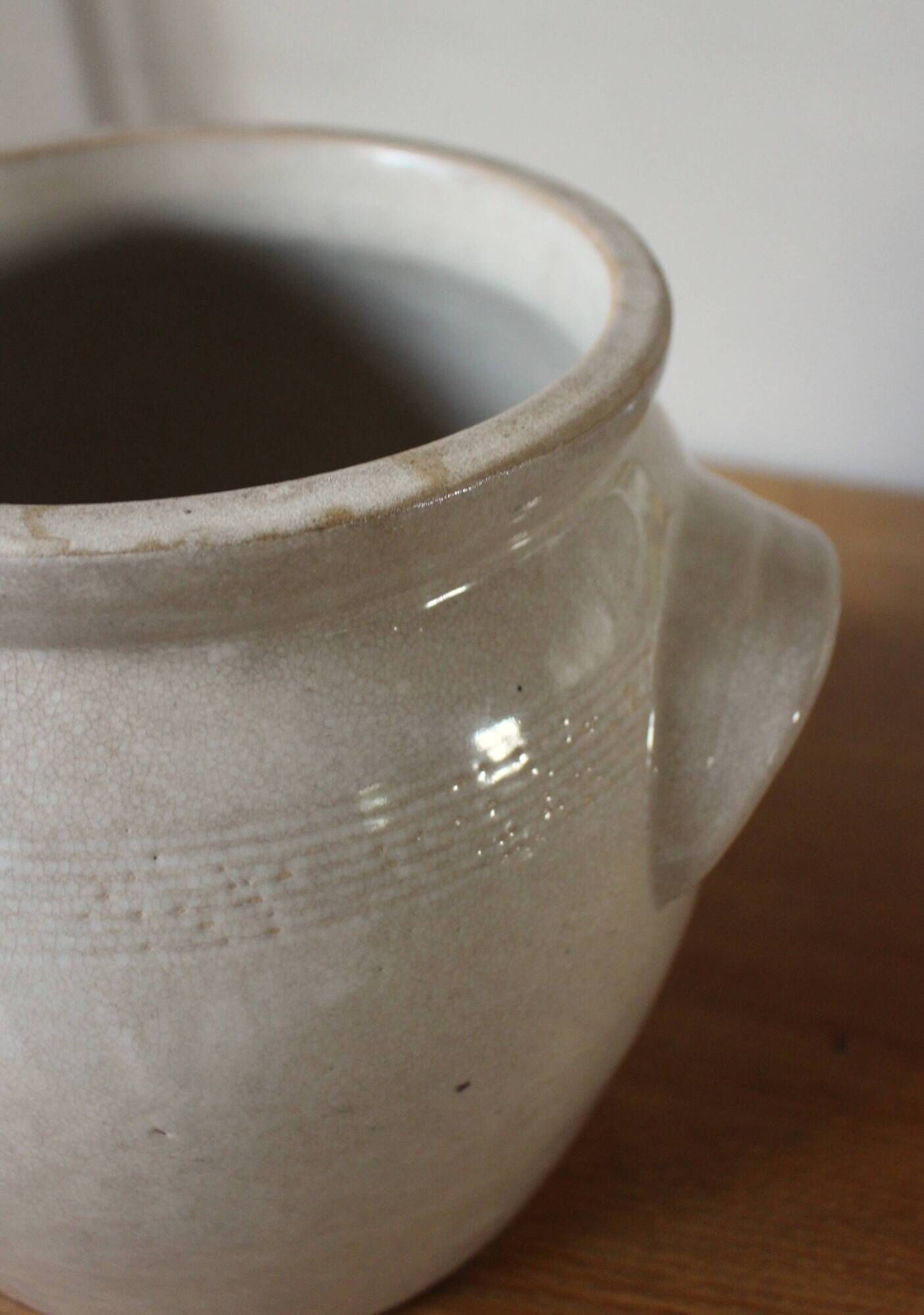 Vase garden pot glazed stoneware with two handles