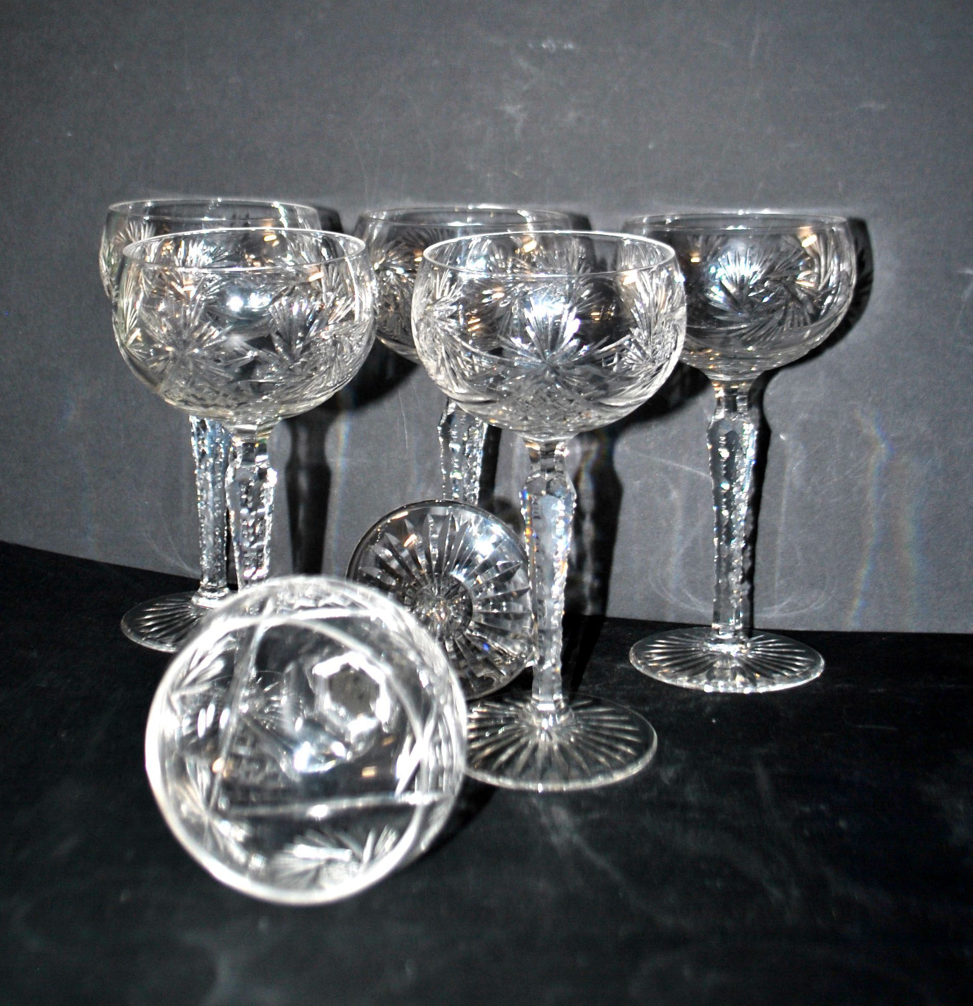 SAINT-LOUIS Balloon Wine Glass ROEMER in cut crystal star 1930 H14.5cm