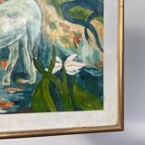 Tableau style Gauguin cadre bois doré