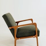 Vintage avocado green granola armchair Scandinavian design 1960s