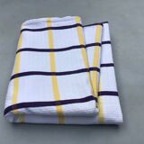 Ecru Basque fabric tablecloth with yellow and navy checks
