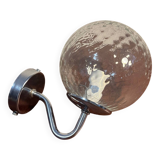 Delmas chrome wall light with chiseled glass globe