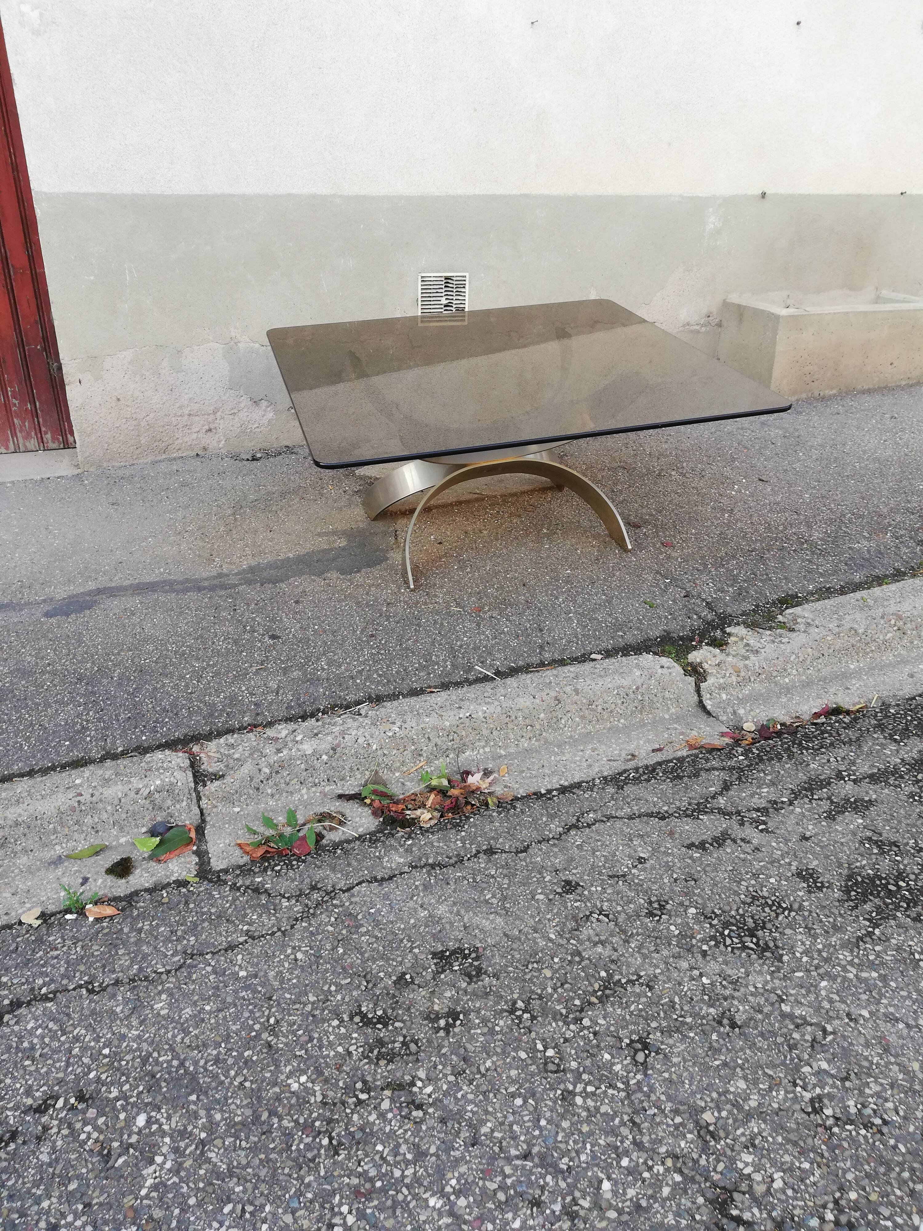 Vintage metal coffee table and smoked glass