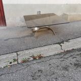 Vintage metal coffee table and smoked glass