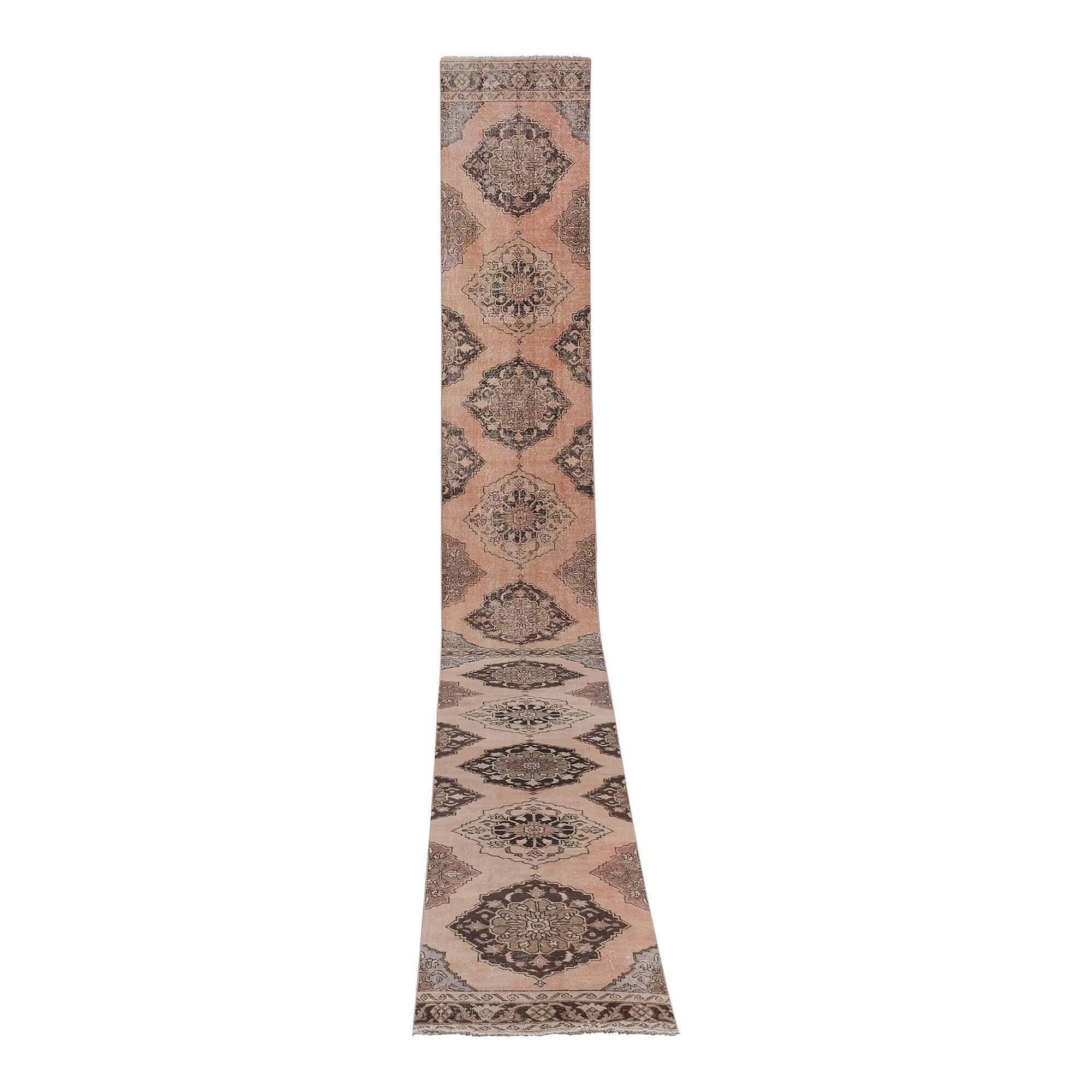 Vintage Turkish hallway rug 81x722 cm