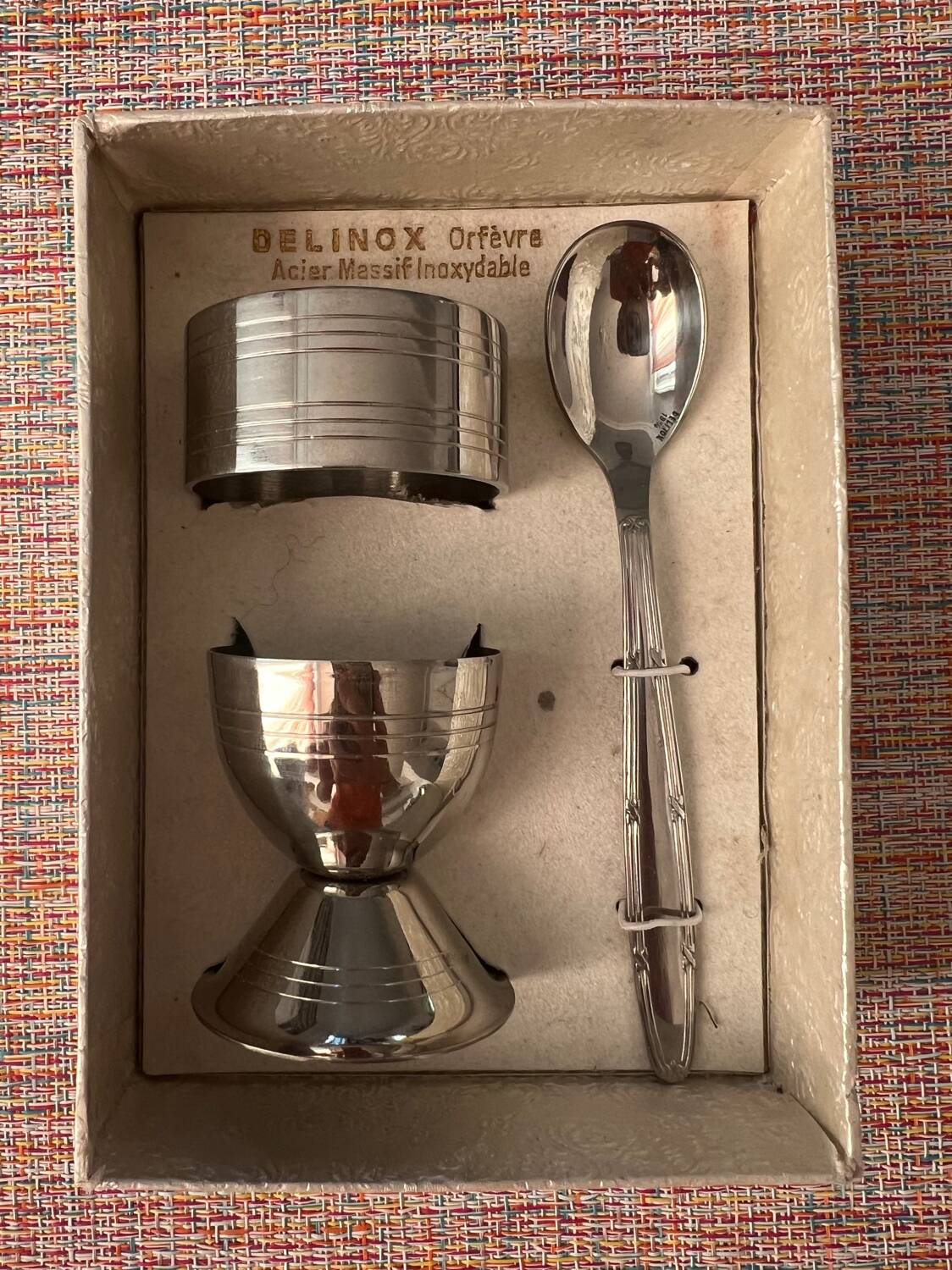 Vintage 70's stainless steel egg cup set