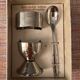 Vintage 70's stainless steel egg cup set