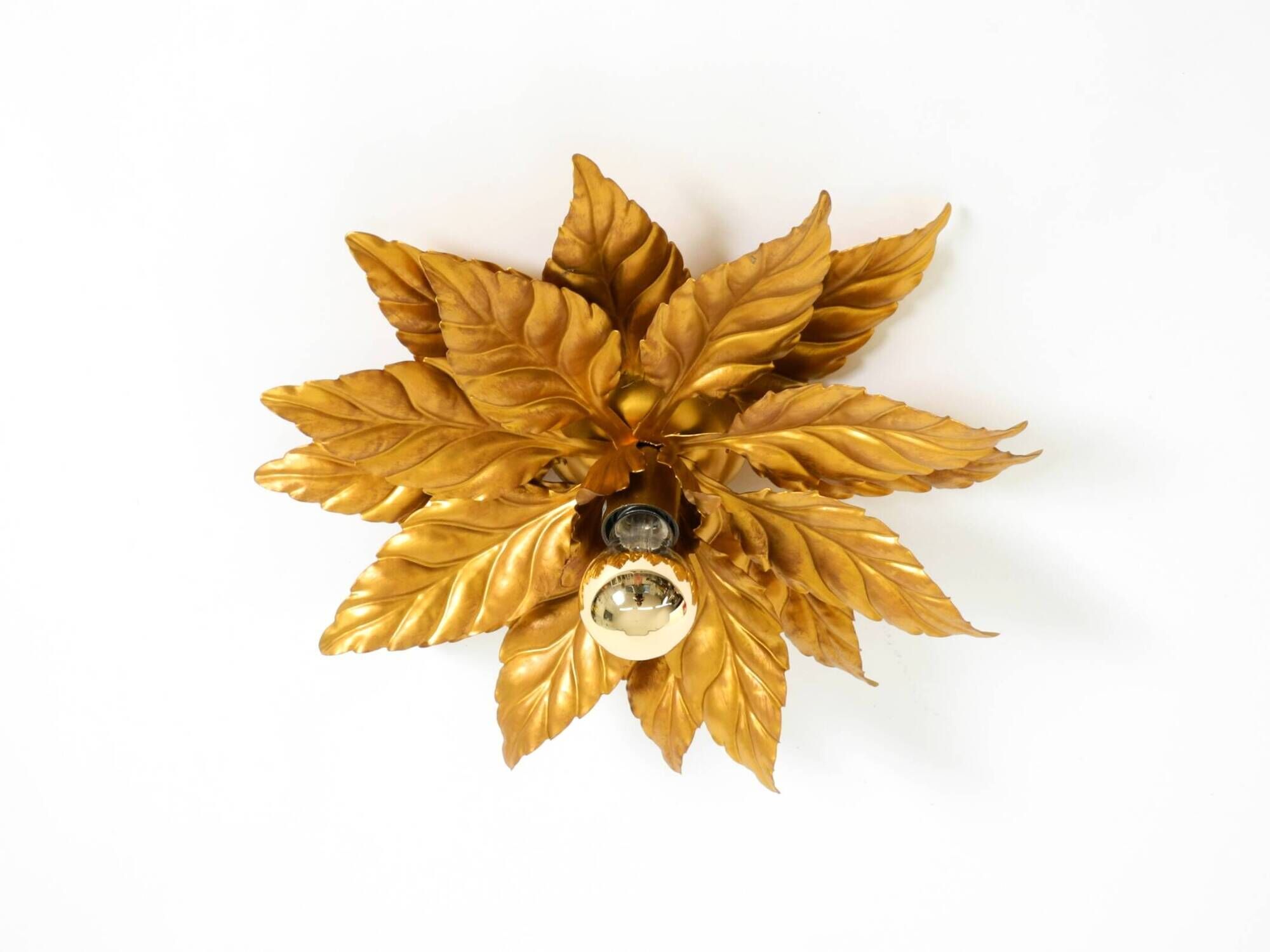 Rare large gold-plated Hans Kögl Florentine-style ceiling or wall lamp from